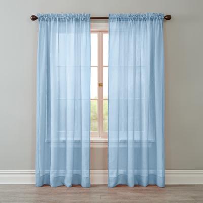 Wide Width BH Studio Crushed Voile Rod-Pocket Panel by BH Studio in Powder Blue (Size 51" W 63" L) Window Curtain