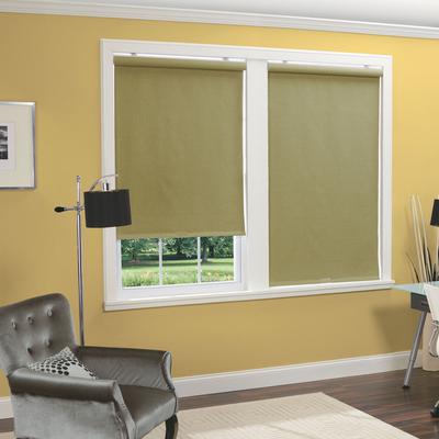 Wide Width Cordless Linen Look Thermal Fabric Roller Shade by Whole Space Industries in Green (Size 35" W 66" L)