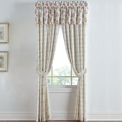 Alexis Panel Set with Tiebacks by BrylaneHome in Ecru Rose Curtain