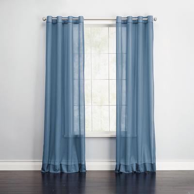 Wide Width BH Studio Sheer Voile Grommet Panel by BH Studio in Smoke Blue (Size 56