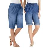 Plus Size Women's Convertible Length Cargo Short by Woman Within in Medium Stonewash Sanded (Size 16 W)