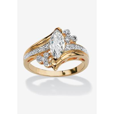 Gold-Plated Marquise Cut Engagement Ring Cubic Zirconia by PalmBeach Jewelry in Gold (Size 6)