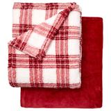 Fleece Blanket + Free Throw by BrylaneHome in Cabernet (Size TWIN)