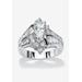 Platinum-Plated Marquise Engagement Ring Cubic Zirconia by PalmBeach Jewelry in Silver (Size 8)