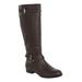 Wide Width Women's The Janis Wide Calf Leather Boot by Comfortview in Dark Brown (Size 8 1/2 W)