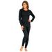 Plus Size Women's Thermal Crewneck Long-Sleeve Top by Comfort Choice in Black (Size M) Long Underwear Top