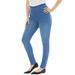 Plus Size Women's Skinny-Leg Comfort Stretch Jean by Denim 24/7 in Light Stonewash Sanded (Size 18 WP) Elastic Waist Jegging