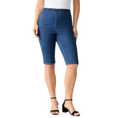 Plus Size Women's Comfort Stretch Bermuda Jean Short by Denim 24/7 by Roamans in Medium Stonewash (Size 14 W)