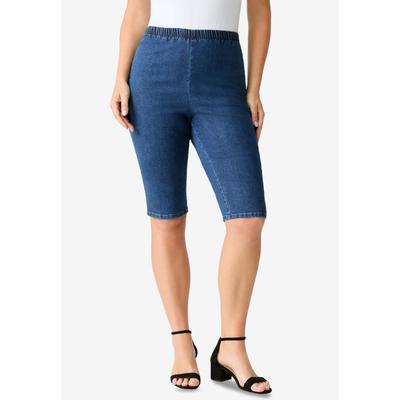 Plus Size Women's Plus Size Comfort Stretch Bermuda Jean Short by Denim 24/7 by Roamans in Medium Stonewash (Size 12 W)