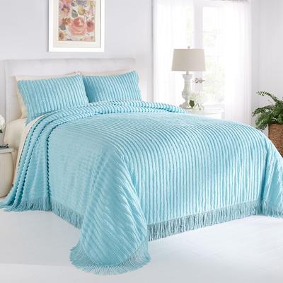 Chenille Bedspread by BrylaneHome in Aqua (Size FULL)