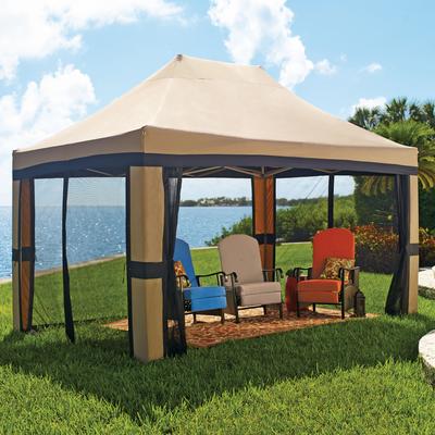 Oversized 10'x20' Instant Pop Up Gazebo with Screen by BrylaneHome in Taupe