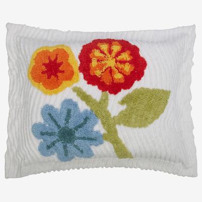 Bloom Chenille Shams by BrylaneHome in Red Multi (Size STAND) Floral Pillow