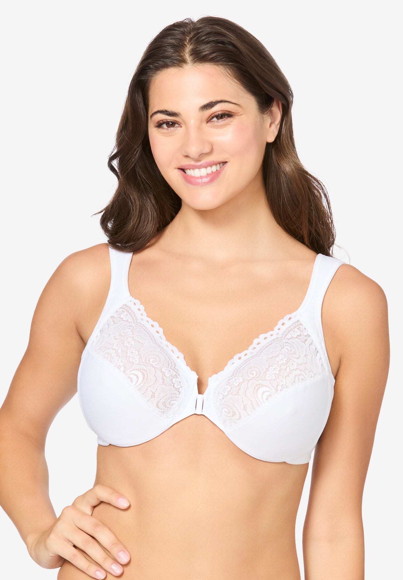 Plus Size Women's Wonderwire® Front-Close Underwire Bra 1245 by Glamorise in White (Size 40 DD)