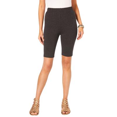 Plus Size Women's Essential Stretch Bike Short by Roaman's in Heather Charcoal (Size 4X) Cycle Gym Workout