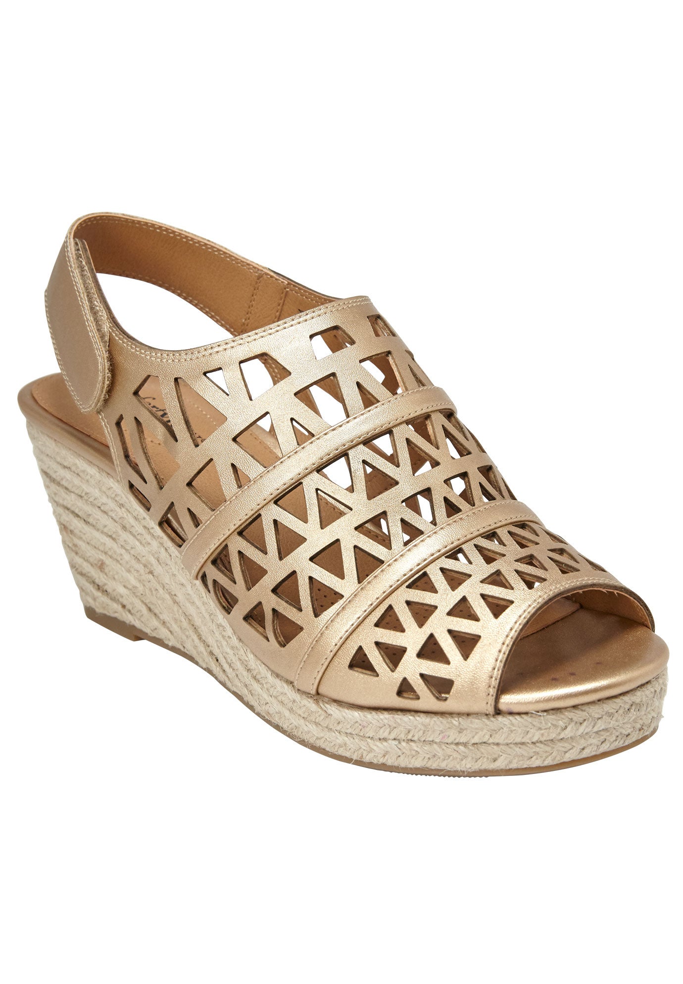 Wide Width Women's The Karen Espadrille by Comfortview in Gold (Size 8 1/2 W)