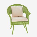 Roma Hand-Woven Resin Wicker Stacking Chair by BrylaneHome in Willow + Free Seat & Back Cushions