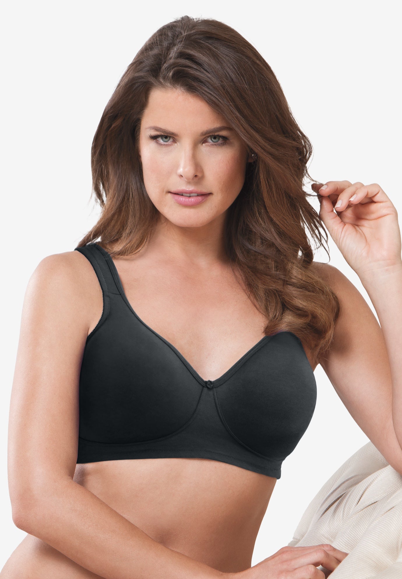 Plus Size Women's Wireless Microfiber T-Shirt Bra by Comfort Choice in Black (Size 48 G)