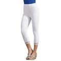 Plus Size Women's Lace-Trim Essential Stretch Capri Legging by Roaman's in White (Size 4X) Activewear Workout Yoga Pants