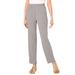 Plus Size Women's Straight-Leg Soft Knit Pant by Roaman's in Medium Heather Grey (Size 1X) Pull On Elastic Waist
