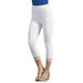Plus Size Women's Lace-Trim Essential Stretch Capri Legging by Roaman's in White (Size S) Activewear Workout Yoga Pants