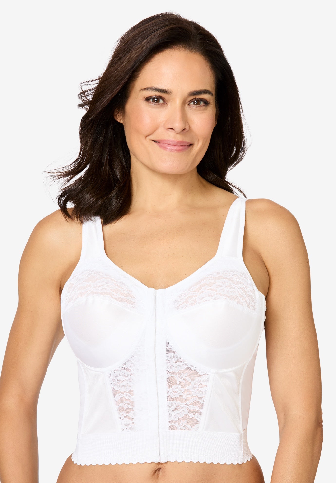 Plus Size Women's Easy Enhancer® Wireless Longline Posture Bra by Comfort Choice in White (Size 48 G)