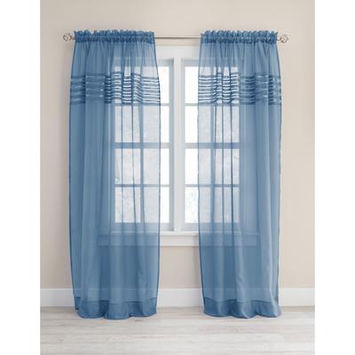 Wide Width BH Studio Pleated Voile Rod-Pocket Panel by BH Studio in Smoke Blue (Size 56