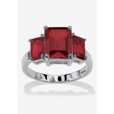 Sterling Silver 3 Square Simulated Birthstone Ring by PalmBeach Jewelry in January (Size 6)