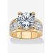 Yellow Gold-Plated Round Engagement Anniversary Ring Cubic Zirconia by PalmBeach Jewelry in Gold (Size 7)