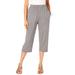 Plus Size Women's Soft Knit Capri Pant by Roaman's in Medium Heather Grey (Size 2X) Pull On Elastic Waist