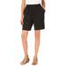 Plus Size Women's Soft Knit Short by Roaman's in Black (Size 4X) Pull On Elastic Waist