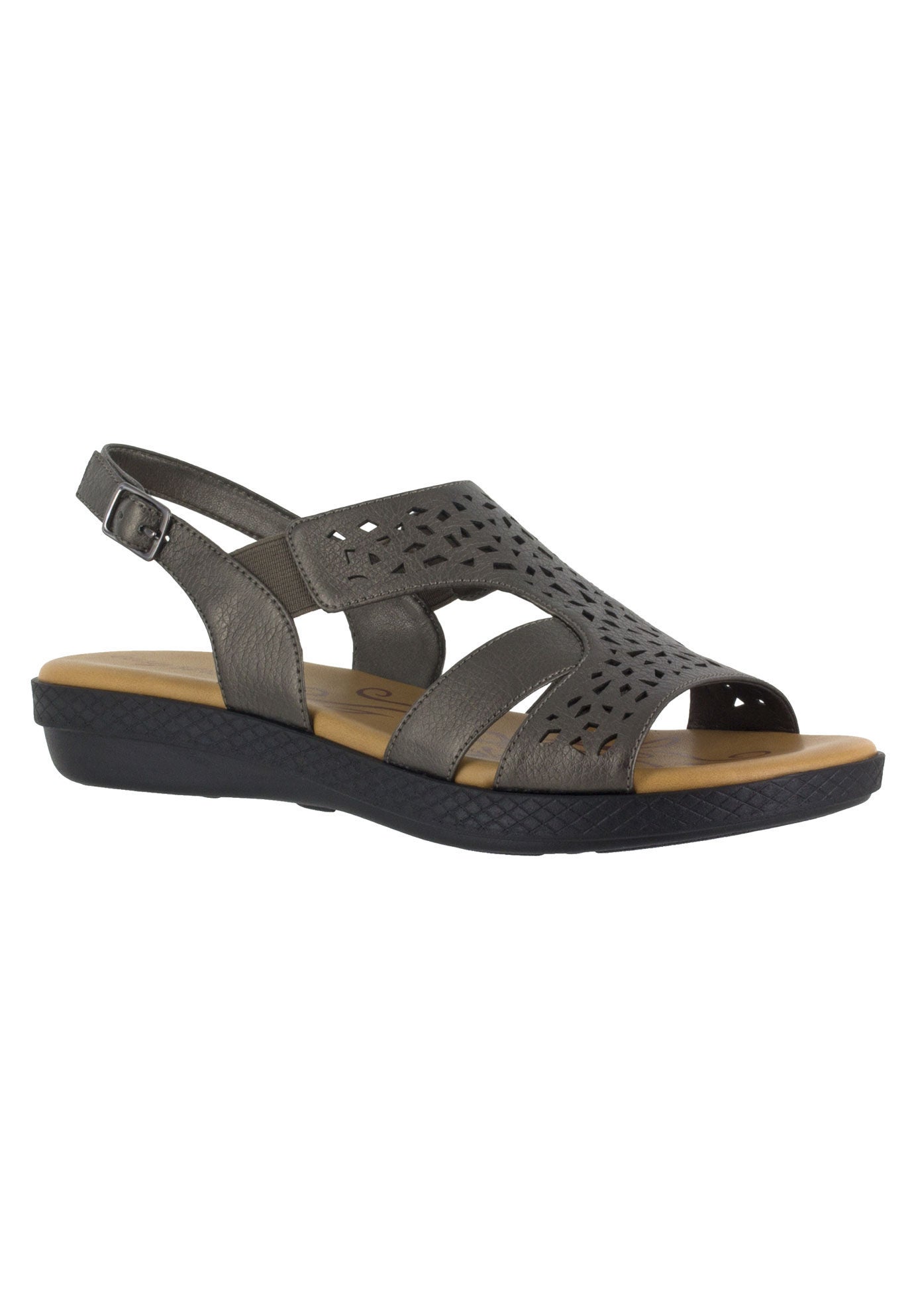 Extra Wide Width Women's Bolt Sandals by Easy Street® in Pewter (Size 9 1/2 WW)