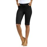 Plus Size Women's Invisible Stretch® Contour Bermuda Short by Denim 24/7 in Black Denim (Size 12 W)