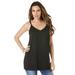 Plus Size Women's V-Neck Cami by Roaman's in Black (Size 22 W) Top