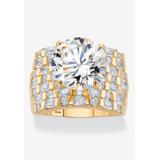 Women's Gold over Sterling Silver Round Ring Cubic Zirconia (9 cttw TDW) by PalmBeach Jewelry in Gold (Size 7)