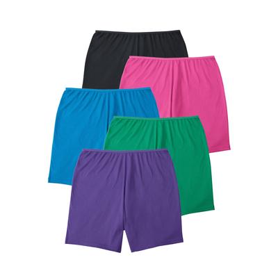 Plus Size Women's Cotton Boxer 5-Pack by Comfort Choice in Bright Pack (Size 9) Panties