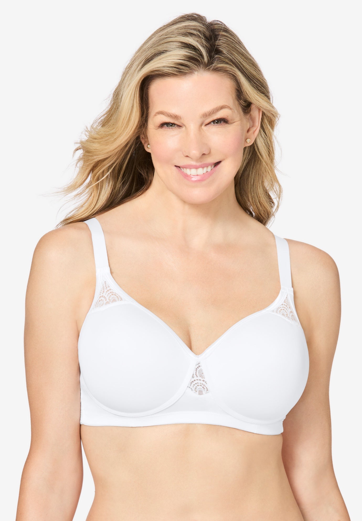 Plus Size Women's Stay-Cool Wireless Wicking T-Shirt Bra by Comfort Choice in White (Size 46 B)