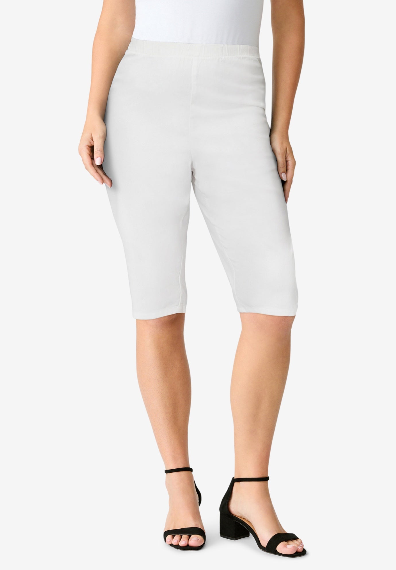 Plus Size Women's Plus Size Comfort Stretch Bermuda Jean Short by Denim 24/7 by Roamans in White Denim (Size 28 W)