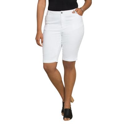 Plus Size Women's Classic Stretch Bermuda Short by Denim 24/7 by Roamans in White Denim (Size 16 W)
