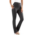 Plus Size Women's Straight-Leg Comfort Stretch Jean by Denim 24/7 in Black Denim (Size 18 W) Elastic Waist Denim