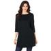 Plus Size Women's Boatneck Ultimate Tunic with Side Slits by Roaman's in Black (Size 30/32) Long Shirt