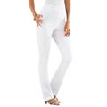 Plus Size Women's Straight-Leg Comfort Stretch Jean by Denim 24/7 in White Denim (Size 16 W) Elastic Waist Denim