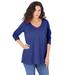 Plus Size Women's Long-Sleeve V-Neck Ultimate Tee by Roaman's in Ultra Blue (Size 34/36) Shirt