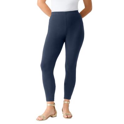 Plus Size Women's Ankle-Length Essential Stretch Legging by Roaman's in Navy (Size 6X) Activewear Workout Yoga Pants