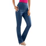 Plus Size Women's Straight-Leg Comfort Stretch Jean by Denim 24/7 in Medium Stonewash Sanded (Size 28 T)