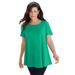 Plus Size Women's Swing Ultimate Tee with Keyhole Back by Roaman's in Tropical Emerald (Size 4X) Short Sleeve T-Shirt