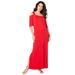 Plus Size Women's Ultrasmooth Fabric Cold-Shoulder Maxi Dress by Roaman's in Vivid Red (Size 14/16)