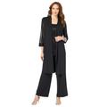 Plus Size Women's Three-Piece Lace & Sequin Duster Pant Set by Roaman's in Black (Size 16 W) Formal Evening