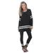 Plus Size Women's Mesh Colorblock Lounge Set by Roaman's in Black White (Size 14/16) Matching Long Sleeve Shirt and Leggings