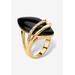 Women's 18K Gold Black Onyx & Cubic Zirconia Ring by PalmBeach Jewelry in Gold (Size 10)