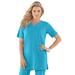 Plus Size Women's Notch-Neck Soft Knit Tunic by Roaman's in Ocean (Size 4X) Short Sleeve T-Shirt